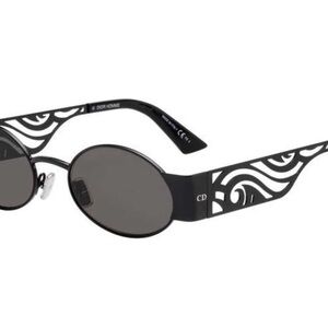 Dior Black Oval Sunglasses with Artistic Side Design